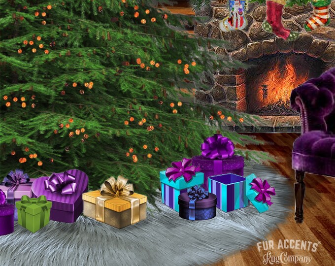 Shag Faux Fur Christmas Tree Garland - Gray Swag - Fireplace Mantle Decor - Bannister Decoration - Holiday Ornament - 5' - 100'