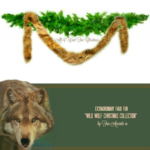 Premium Wolf/Coyote Faux Fur Christmas Tree Garland - Swag - Fireplace Mantle Decor - Bannister Decoration - Holiday Ornament - 5&#39; to 100&#39;