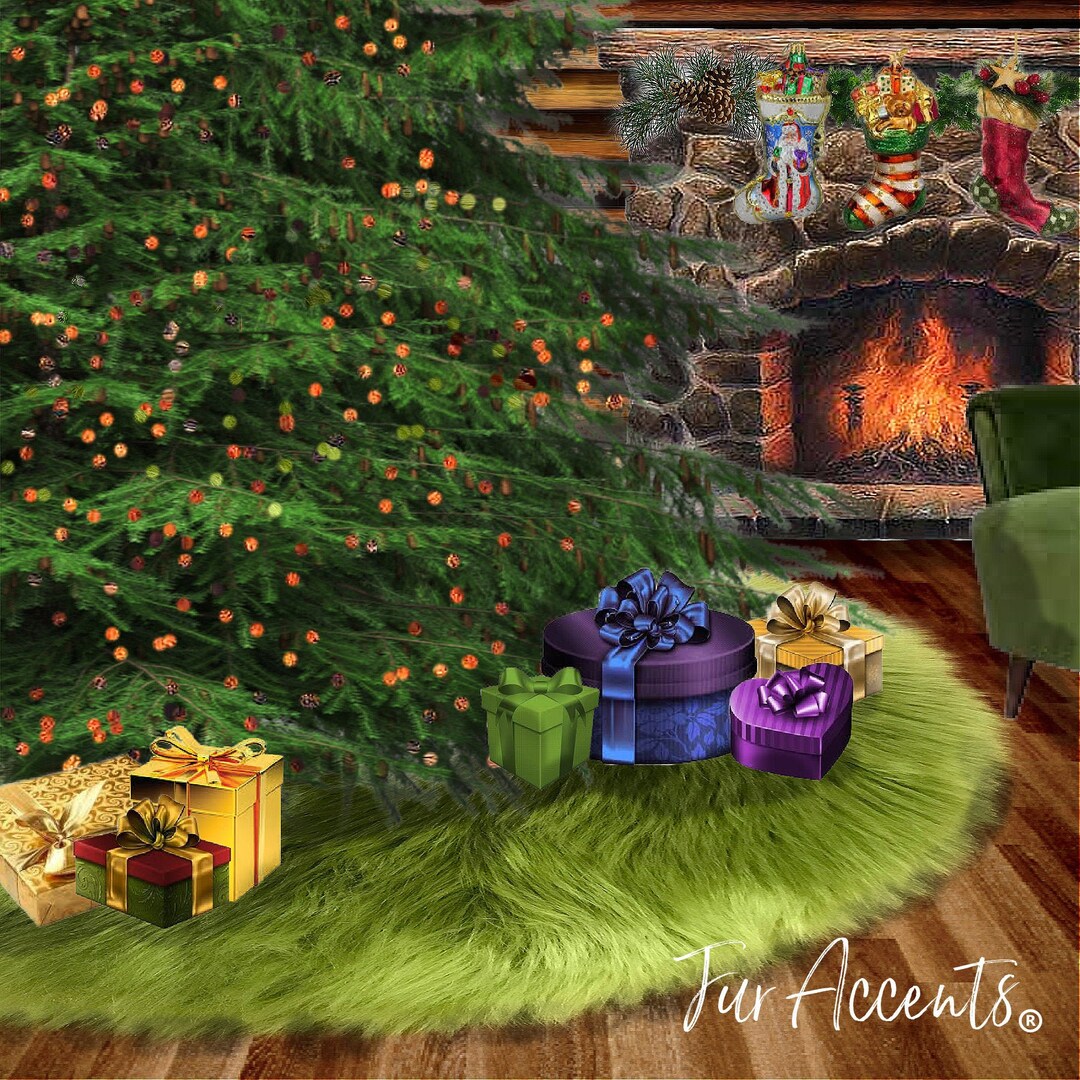 Shag Faux Fur Christmas Tree Garland Olive Green Swag Etsy UK