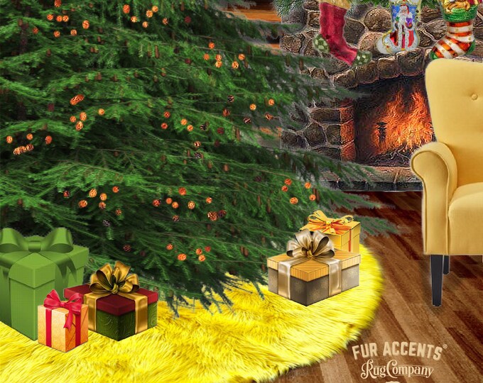 Shag Faux Fur Christmas Tree Garland - Sunflower Yellow Swag - Fireplace Mantle Decor - Bannister Decoration - Holiday Ornament - 5' - 100'