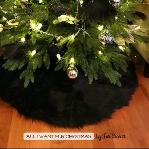 Black Faux Fur Christmas Tree Skirt Etsy