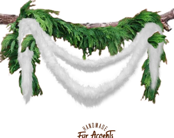 Shag Faux Fur Christmas Tree Ornaments, Snow Drops, Icicles, White, Fireplace Mantle Decor, Bannister Decoration, Holiday, Fur Accents USA