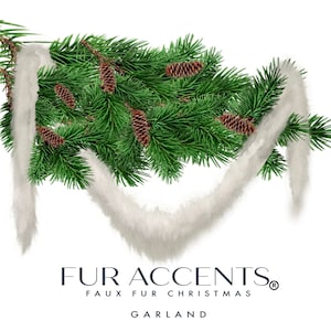 Shag Faux Fur Christmas Tree Garland - White Swag - Fireplace Mantle Decor - Bannister Decoration - Holiday Ornament  5&#39; - 100&#39;