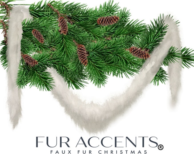 Shag Faux Fur Christmas Tree Garland - White Swag - Fireplace Mantle Decor - Bannister Decoration - Holiday Ornament  5' - 100'