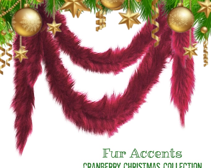 Plush Faux Fur Christmas Tree Garland - Swag - Fireplace Mantle Decor - Bannister Decoration - Holiday Ornament or Matching Tree Skirt -