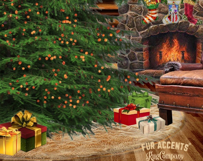 Premium  Shag Faux Fur Christmas Tree Garland - Tan Shag Swag - Fireplace Mantle Decor - Bannister Decoration - Holiday Ornament - 5' - 100'