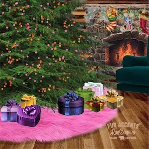 Shag Faux Fur Christmas Tree Garland - Hot Pink Swag - Fireplace Mantle Decor - Bannister Decoration - Holiday Ornament - 5' - 100'