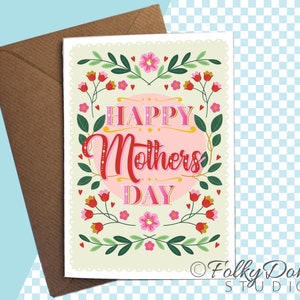 Personalisierte Muttertagskarte mit Blumen Design für Mamas von Sohn und Tochter