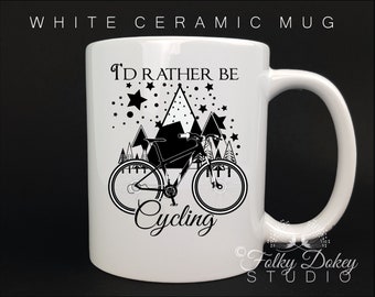 cyclist gift, cycling themed gift, coffee mug, mug and coaster set, coffee cup, biking gifts, biking themed gift idea, christmas mug