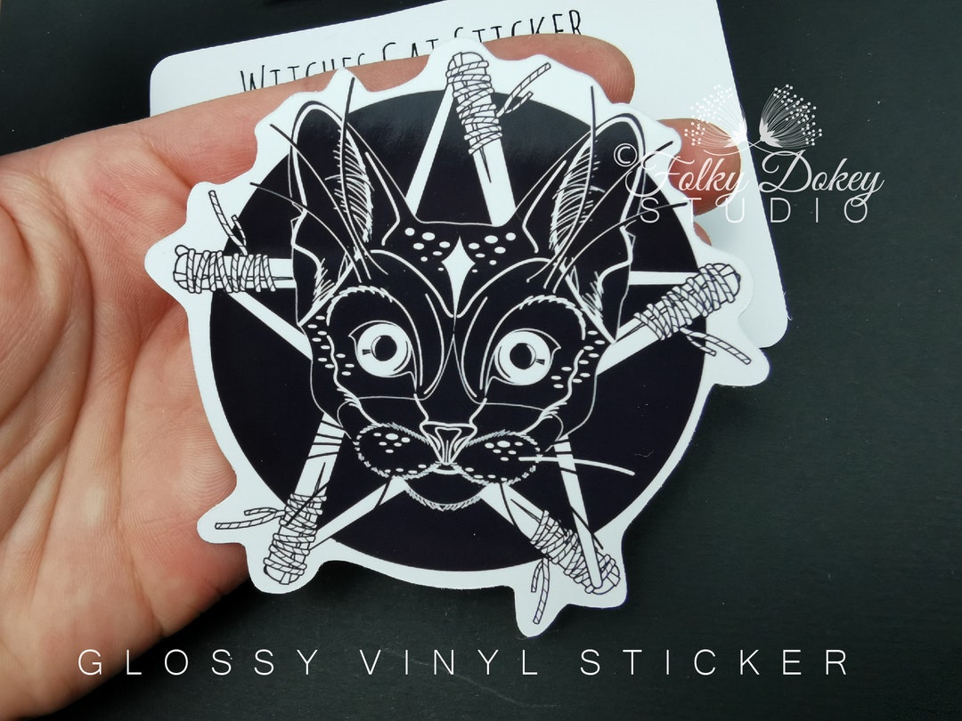 Black Cat Sticker Witches Cat Sticker Cat Decal Witchy - Etsy