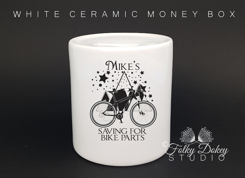 mountainbike gepersonaliseerd cadeau spaarpot spaarpot afbeelding 0
