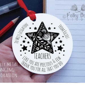 unisex teacher gift, star teacher gift, hanging decoration, teacher gift with name, school leaver gift, end of term gift