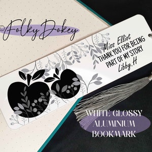 Personalised apple teacher gift bookmark for best teaching assistant end of term school leaver present