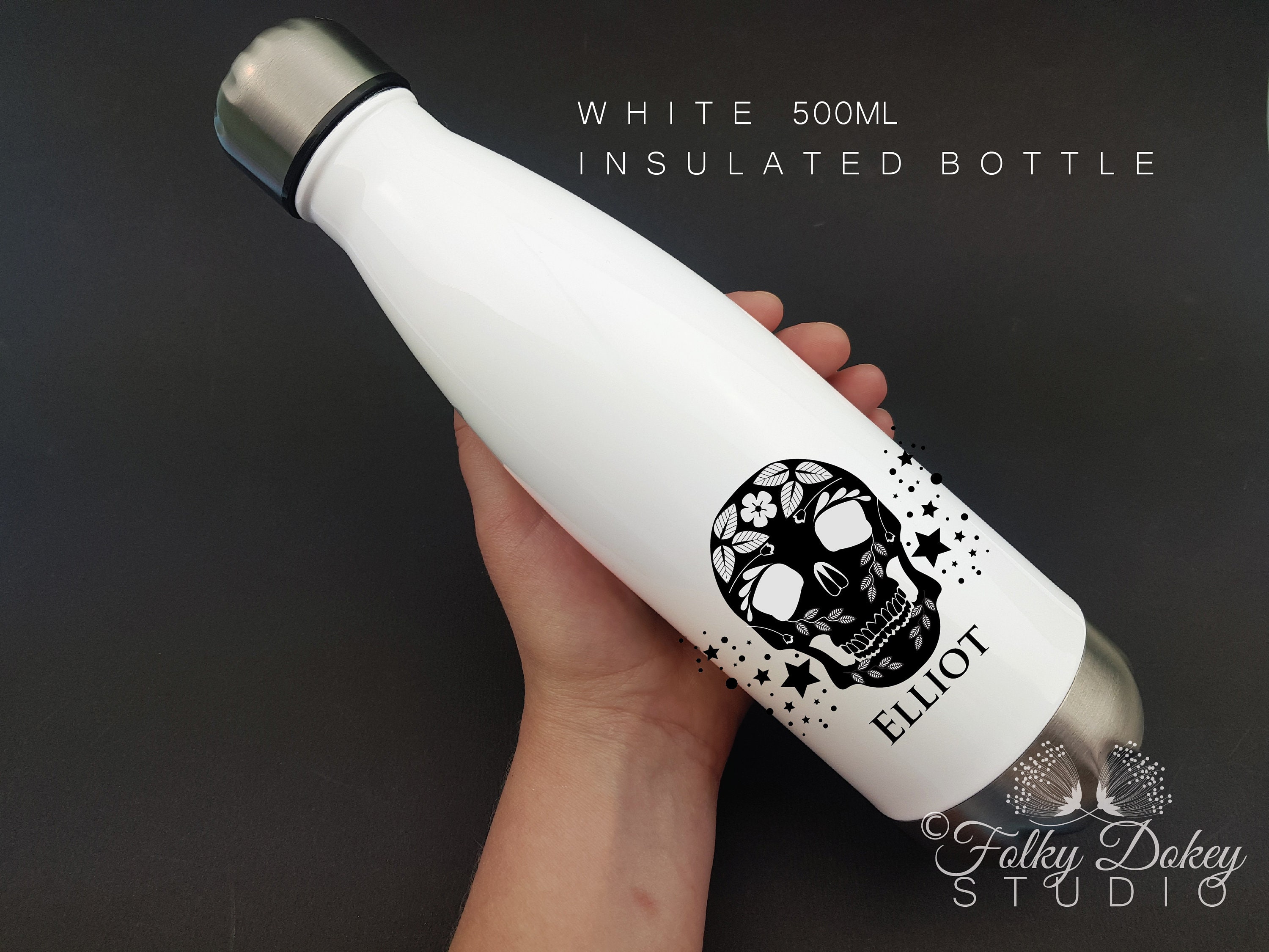 Personalised Bottle Skull Print Bottle Skull Gifts Fun Etsy