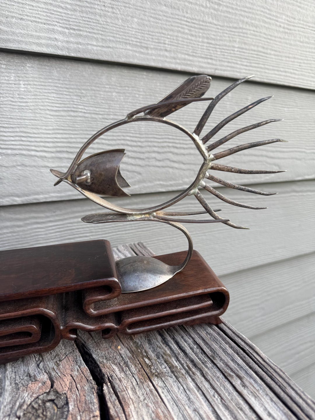 Vintage Silverware Fish Sculpture: Welded Stainless Steel Ocean Decor ...