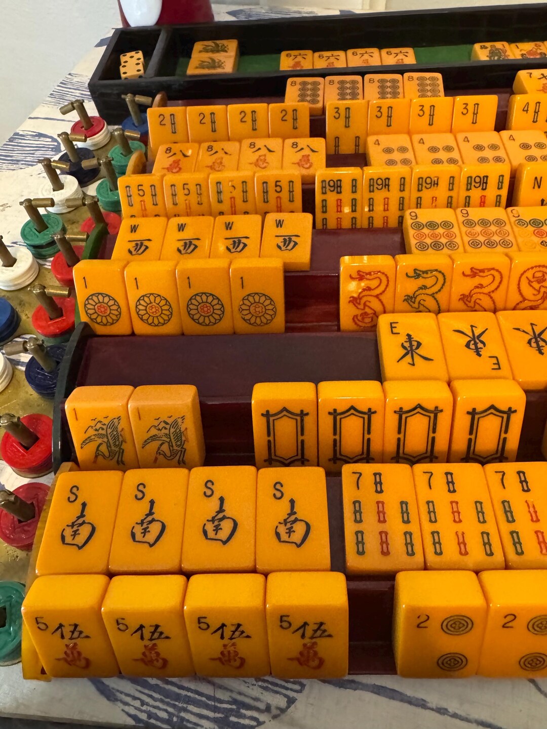 Antique Chinese Bakelite Mahjong Game Vintage Collect Box Set Complete ...
