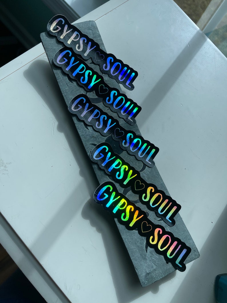 Gypsy Soul Gypsies Festival Boho Hippie Hippy Love Peace Rainbow decal Holograph Holographic 4 inch Phone Car Window Vinyl Traveler