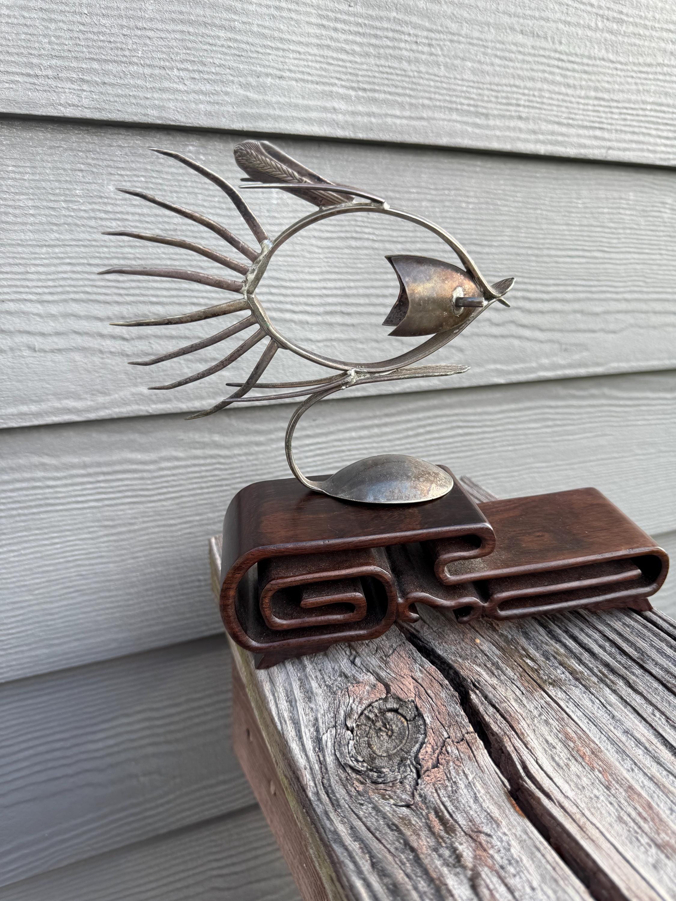 Vintage Silverware Fish Sculpture: Welded Stainless Steel Ocean Decor ...