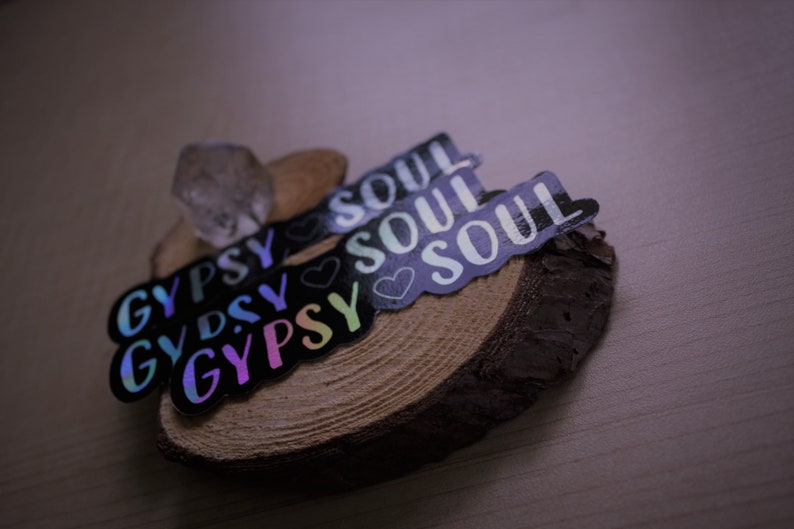 Gypsy Soul Gypsies Festival Boho Hippie Hippy Love Peace Rainbow decal Holograph Holographic 4 inch Phone Car Window Vinyl Traveler
