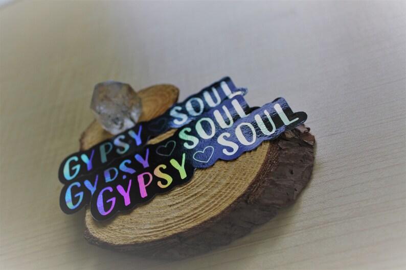 Gypsy Soul Gypsies Festival Boho Hippie Hippy Love Peace Rainbow decal Holograph Holographic 4 inch Phone Car Window Vinyl Traveler