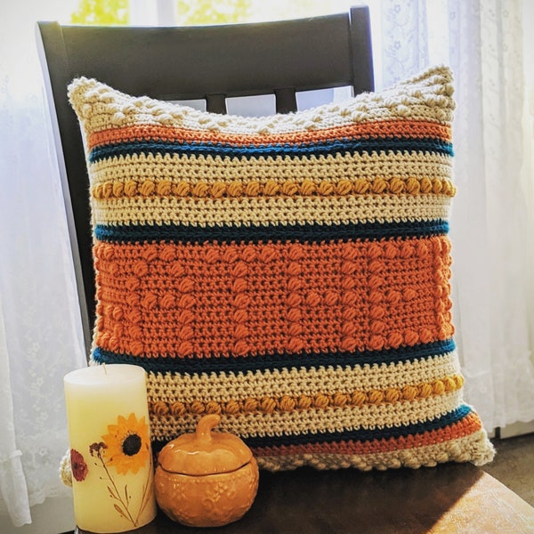 Gather Pillow Cover Crochet Pattern, Crochet Removable Pillow Cover, Fall Crochet Home Decor