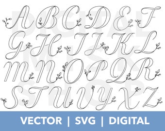 Letters SVG Vectors - All Letters Calligraphy Font Vector Silhouette Cricut Cutting file Instant Download File - Photos Scrapbook Plotter