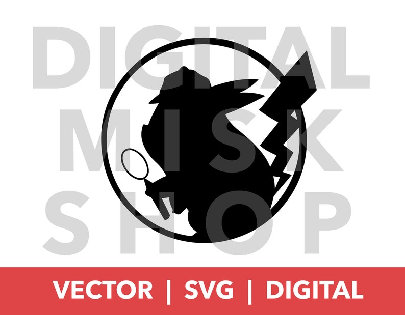 Detective Svg Vector Pikachu Silhouette Cricut Cutting File Etsy