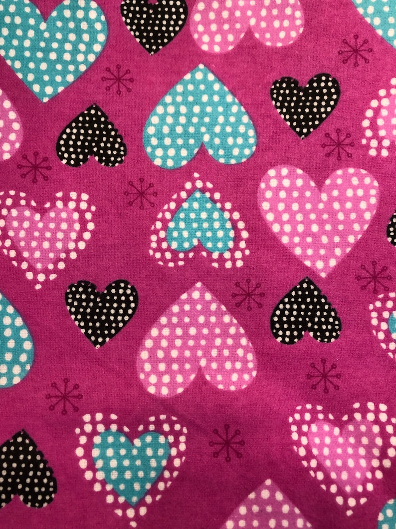 Turquoise Pink Black Hearts Ponytail Scrub Cap for Women