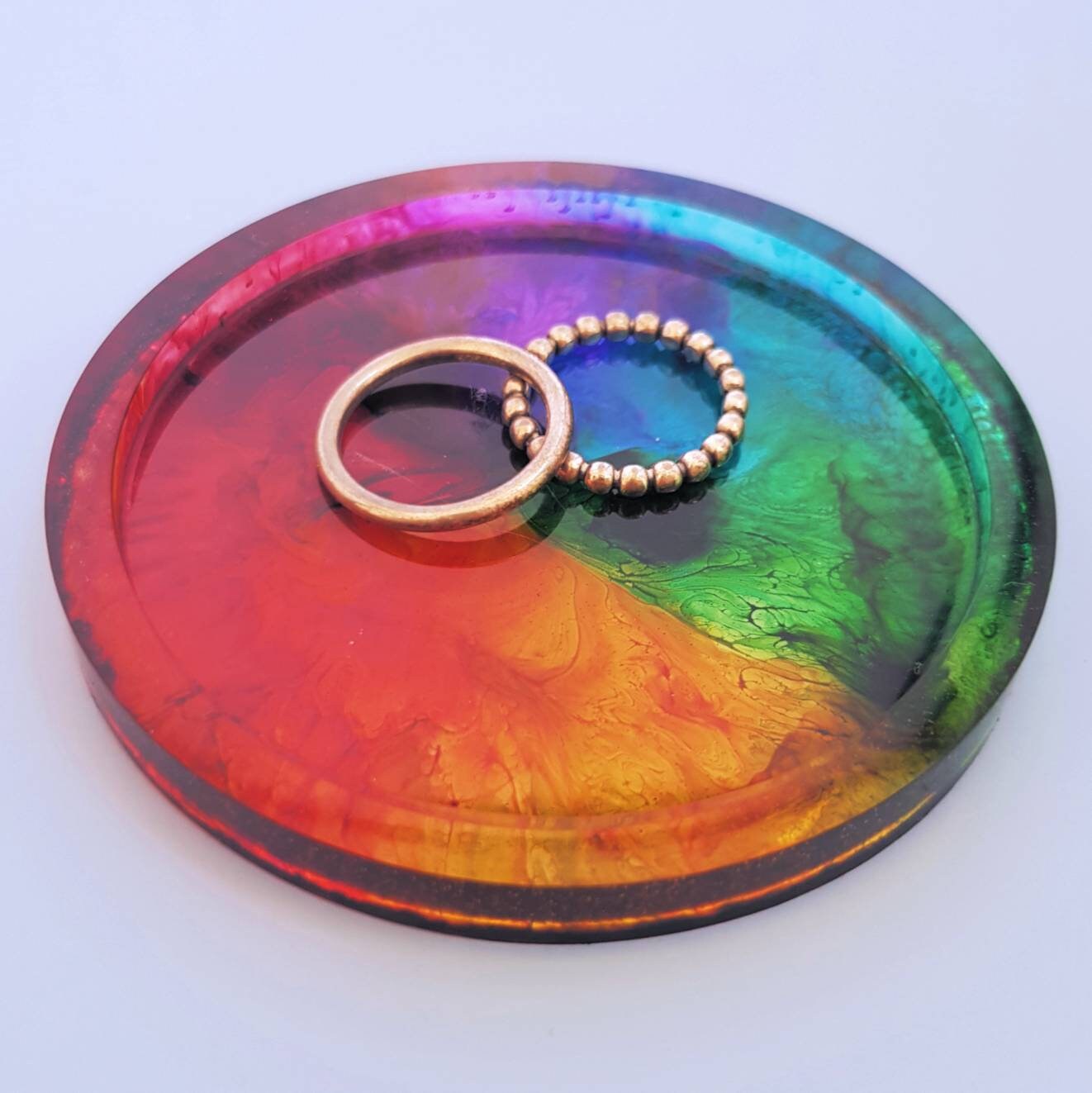 Rainbow Resin Trinket Tray Jewellery Tray Home Decor Tray Etsy UK