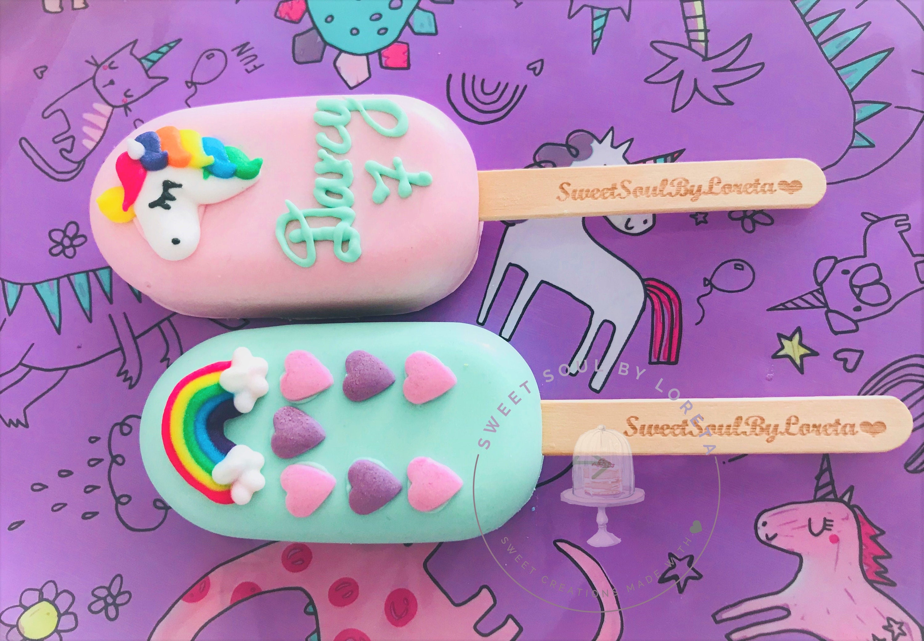 Personalised Pony Rainbow mini Cakesicles / popsicles/ cake Etsy
