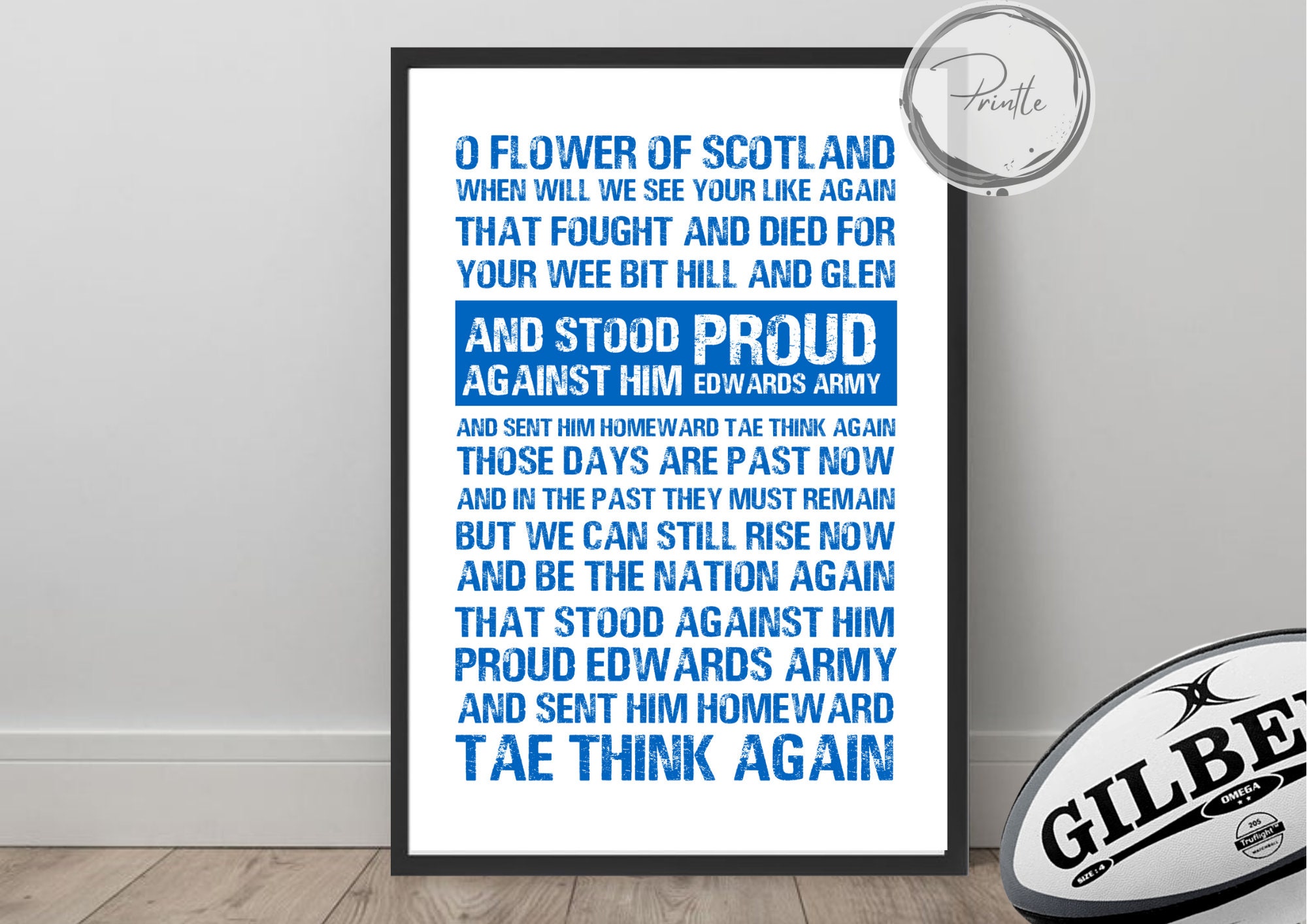 O Flower of Scotland Rugby Union Print Wall decor National Etsy
