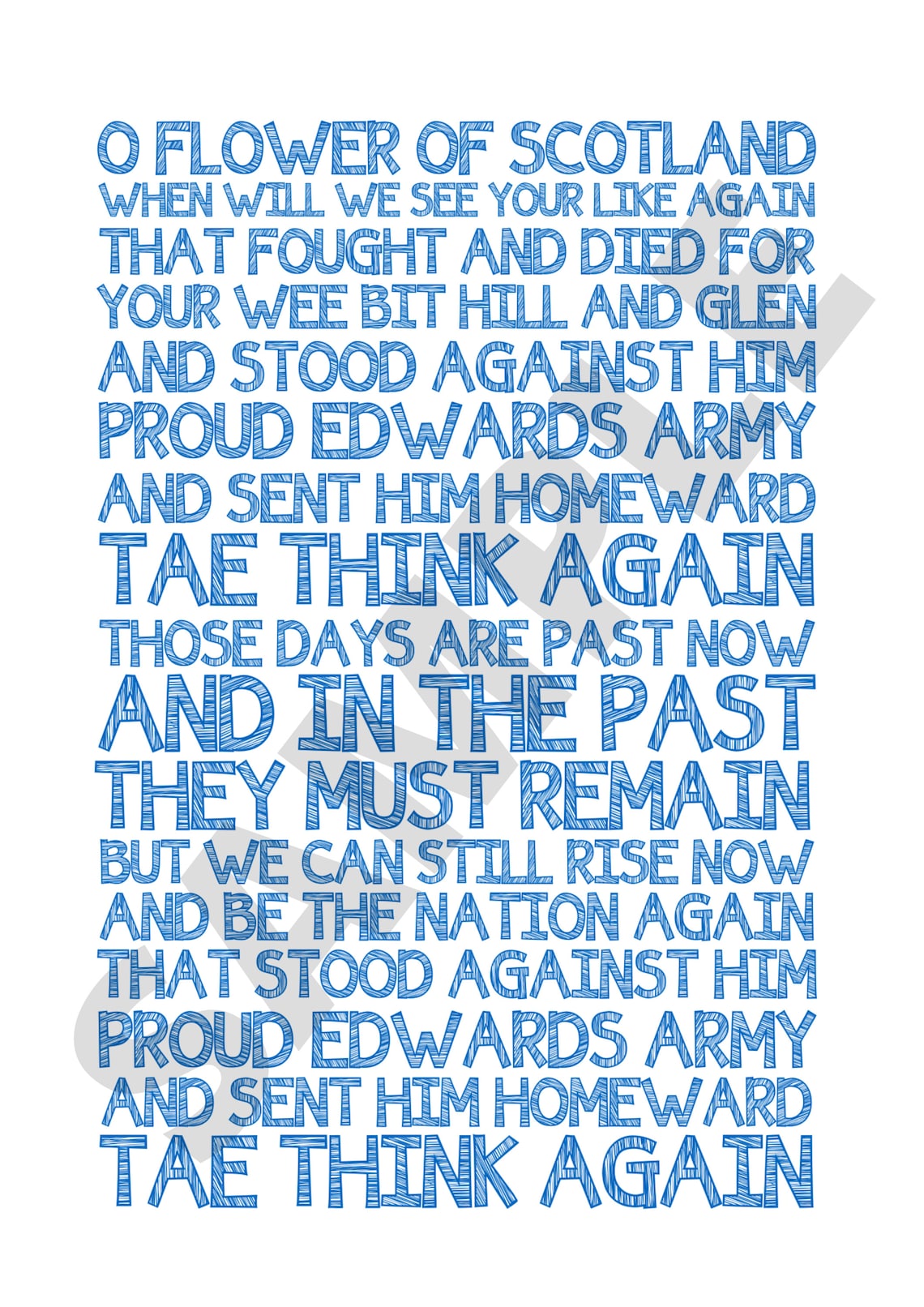 SCOTLAND O Flower of Scotland Rugby Union Song Chant. Etsy