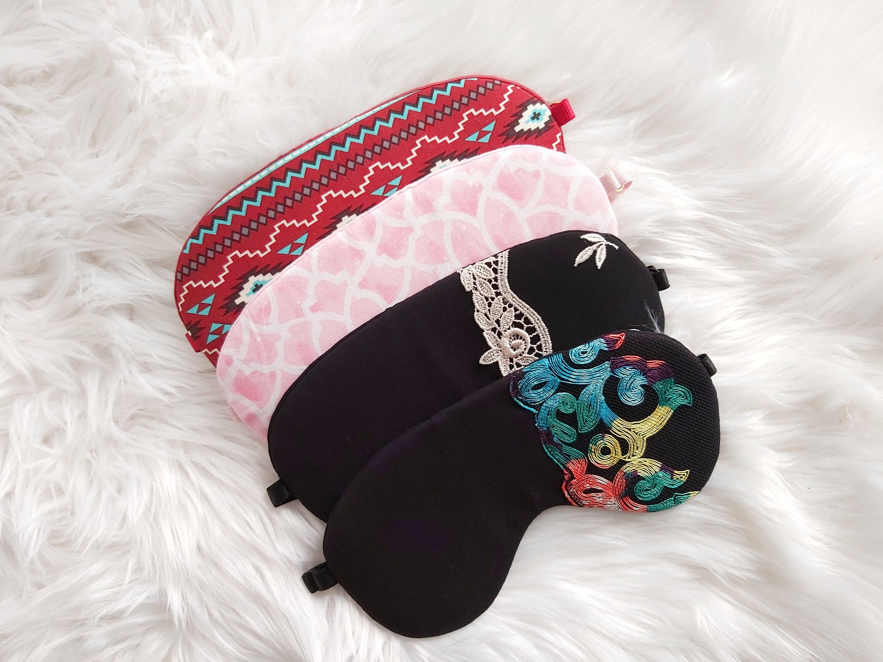 Light pink cotton Sleeping mask with beautiful print sleeping Etsy