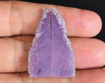 Druzy Grape Agate Purple Pair