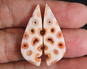 Druzy Agate Coral Pair