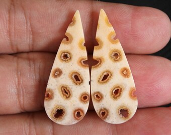 Druzy Agate Coral Pair