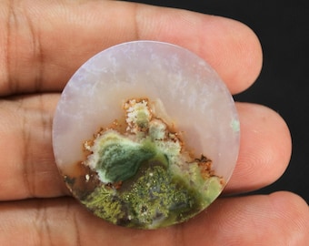 Scenic Garden Moss Agate Cabochon, Agate Orbicular