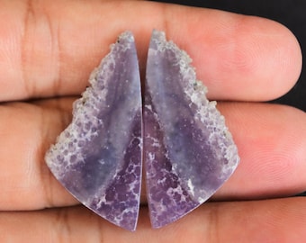 Druzy Grape Agate Purple Pair