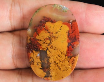 Scenic Moss Agate Cabochon: Garden Landscape Stone