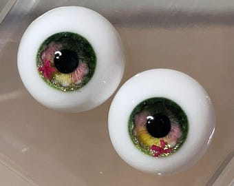 Olhos de boneca de flor feitos à mão: acessórios realistas de resina para bonecas BJD (8 mm-24 mm)