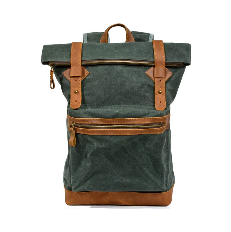 mens backpack Army Green backpack backpack men Canvas Leather Backpack laptop backpack leather rucksack,
