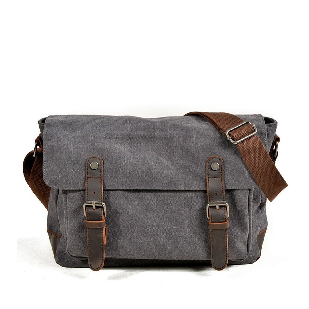 Waxed Canvas Leather Messenger Bag/cross Body Bag/mens Laptop - Etsy