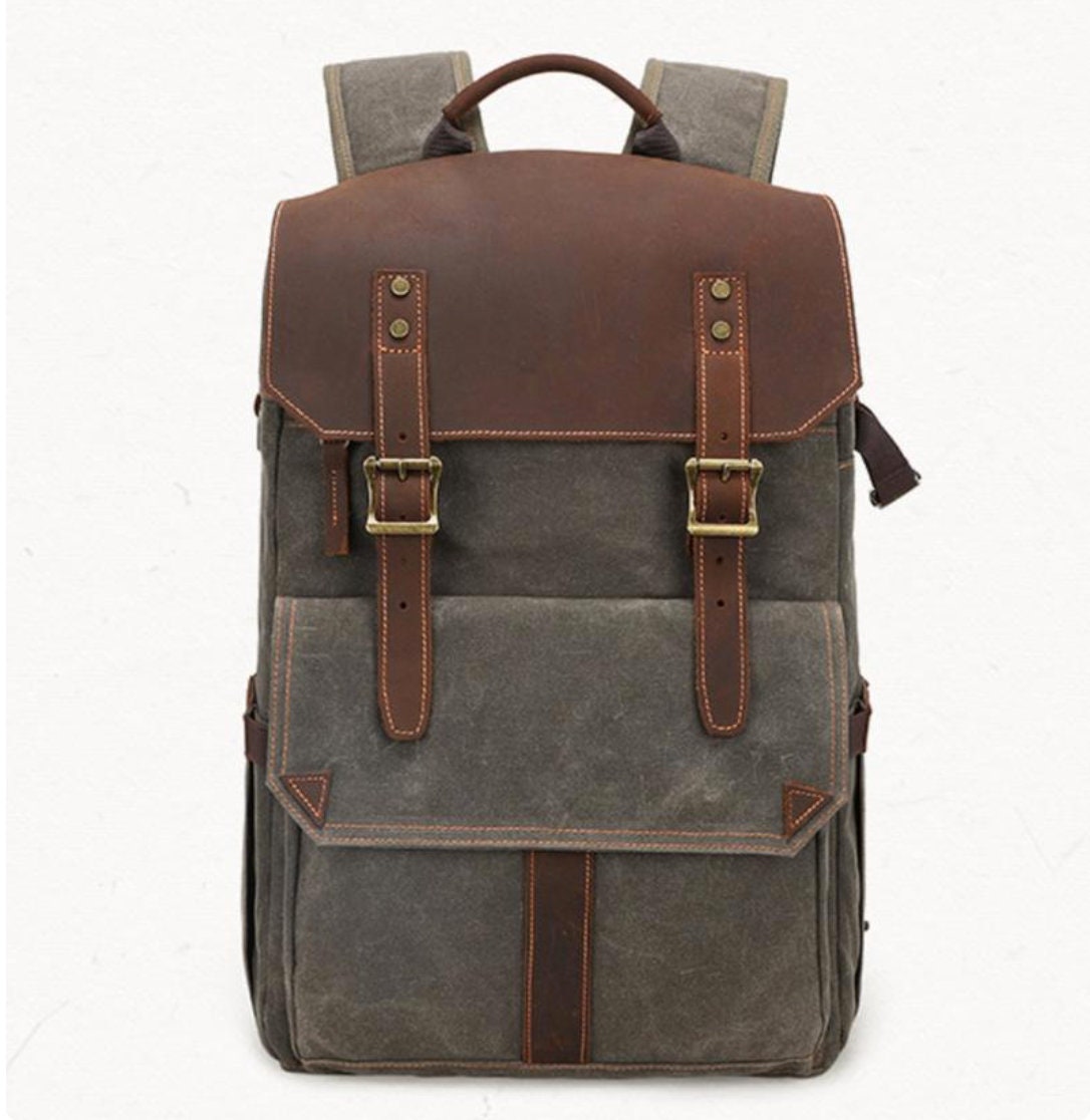 Mens Leather Backpack Camera Bag Camera Backpack Kaki | Etsy