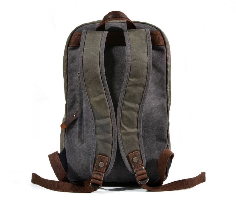 Wax Canvas Backpack Waxed Canvas Vintage Leather Backpack Etsy