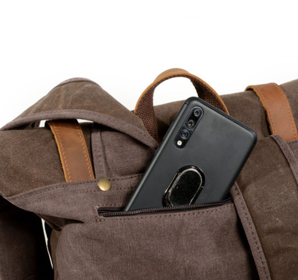 Backpack Men Leather Backpack Coach Army Green Backpack Etsy