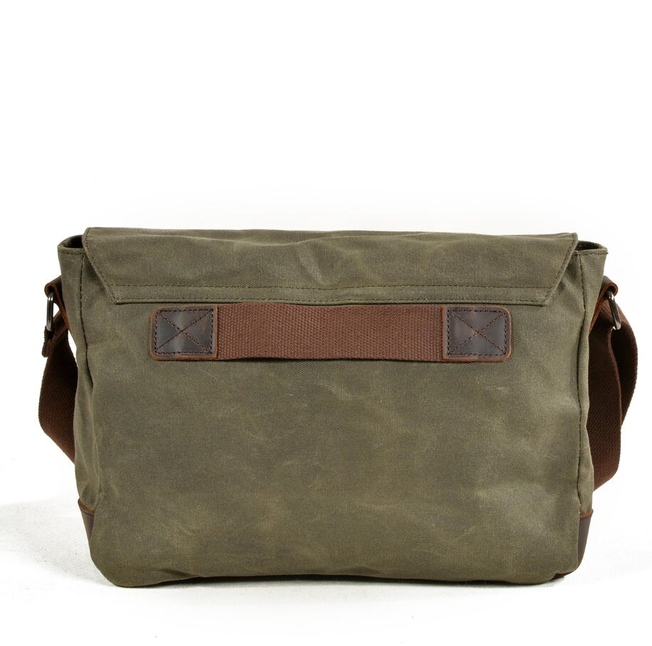 Waxed Canvas Leather Messenger Bag/cross Body Bag/mens Laptop Etsy