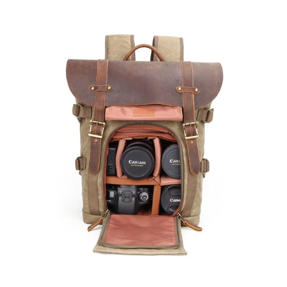 leather backpack camera bag