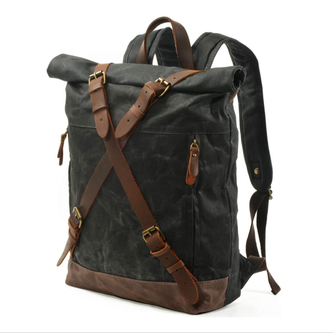 Backpack for Him Waxed Canvas Leather Shoulder Rucksack - Etsy