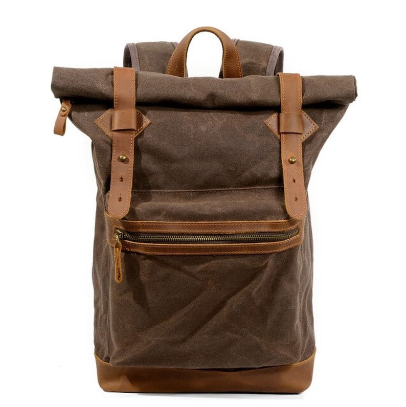 mens backpack Army Green backpack backpack men Canvas Leather Backpack laptop backpack leather rucksack,