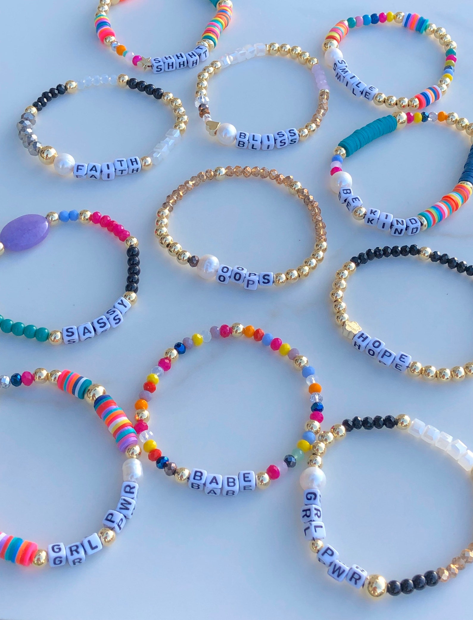 Colorful beaded bracelets personalized sayings cool Etsy